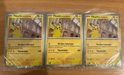 Pikachu At The Museum Promo Pokemon Card TCG X3 Bundle New Sealed Pack - Image 1