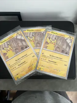 Pikachu At The Museum Promo Pokemon Card TCG X3 Bundle New Sealed Pack - Image 1