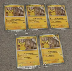 5 x TCG Pokemon Pikachu at the Natural History Museum Sealed Jumbo Promo 2026 - Image 1