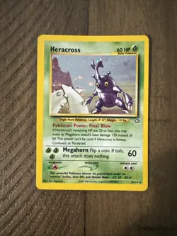 Vintage Pokemon TCG Heracross Neo Genesis Holo Card 6/111 Unlimited Rare - Image 3