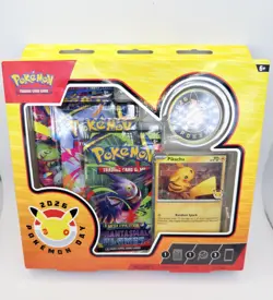 Collection Box Pokemon Booster Packs Pikachu Promo Card Coin 2026 - Image 1