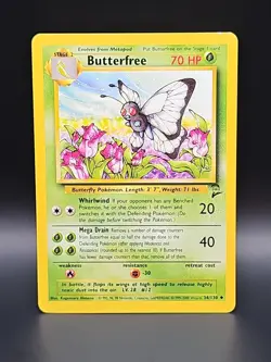 BUTTERFREE 34/130 Base Set 2 Uncommon Pokemon Card Vintage WOTC LP - Image 1