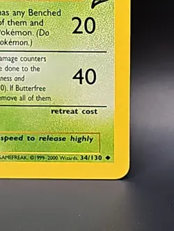 BUTTERFREE 34/130 Base Set 2 Uncommon Pokemon Card Vintage WOTC LP - Image 5