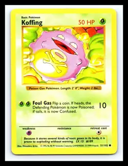 💥 KOFFING | Pokemon TCG 1999 | (Shadowless Set) Non Holo Vintage # 51/102 - Image 1