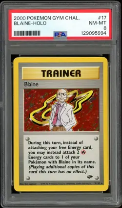 2000 Pokemon Gym Challenge Blaine Holo #17/132 PSA 8 Vintage - Image 1