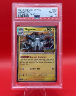 PSA 8 Pokemon Surging Sparks Magneton Prerelease SVP 153 - Image 1