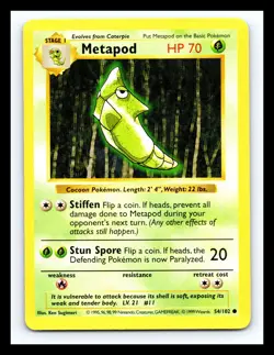 💥 METAPOD | Pokemon TCG 1999 | (Shadowless Set) Non Holo Vintage # 54/102 - Image 1