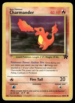 2000 Pokemon Charmander Common Team Rocket 50/82 Unlimited DMG - Image 1