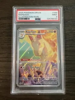 2025 POKEMON DRI EN-DESTINED RIVALS #189 RAPIDASH ILLUSTRATION RARE PSA 9 - Image 1