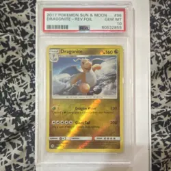 Pokemon Dragonite 96/149 SM Base Set Reverse Holo Holo Rare PSA 10 2017 - Image 1