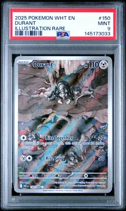 2025 POKEMON WHT EN-WHITE FLARE ILLUSTRATION RARE #150 DURANT PSA 9 - Image 1