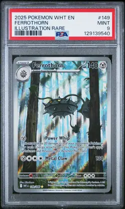 2025 POKEMON WHT EN-WHITE FLARE ILLUSTRATION RARE #149 FERROTHORN PSA 9 - Image 1