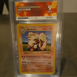 1999 POKEMON BASE SET SHADOWLESS #23/102 ARCANINE ACE 9 MINT 🔥 🔥 - Image 1