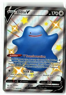 Ditto V ⭐ SV118/SV122 Holo V Rare Shining Fates Shiny Vault 2021 Pokemon NM - Image 1