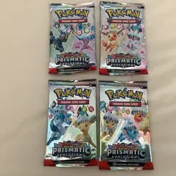 Lot (4) Pokemon TCG Prismatic Evolutions Booster Packs PACK ART SET - NEW/SEALED - Image 1