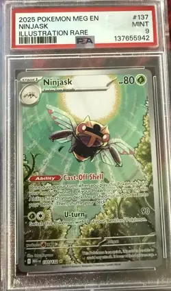 Pokemon 2025 Ninjask 137/132 Full Art IR Mega Evolution GEM MINT PSA 9 - Image 1