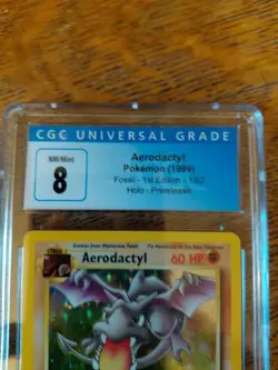 Aerodactyl Pokemon Fossil 1st Edition 1/62 Holo Prerelease CGC NM/Mint + 8 - Image 2