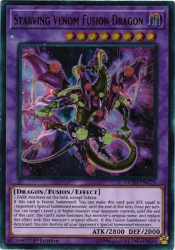 Yugioh Starving Venom Fusion Dragon LEDD-ENC25 Ultra Rare 1st Edition HP - Image 1
