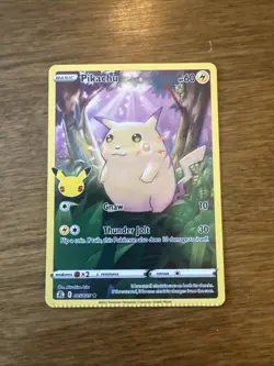 Crimp Error Pokemon Pikachu TCG Holo Rare Card 2021 Celebrations Series 5/25 - Image 1