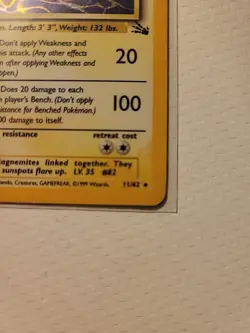 Magneton Pokemon TCG Fossil Set Holo Rare Card 11/62 Vintage LP 1999 - Image 4