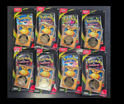 8 X Pokemon TCG Perfect Order Booster Pack Makuhita Promo Card Coin - Image 1