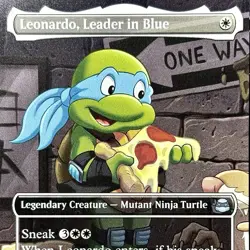 Leonardo, Leader in Blue (Borderless) - REG - MTG - TMT - 0196 - UNCOMMON ~ NM - Image 1