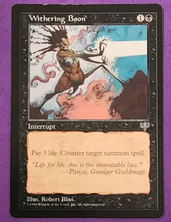 MTG Magic The Gathering - Withering Boon - Mirage LP slight edge wear - Image 1