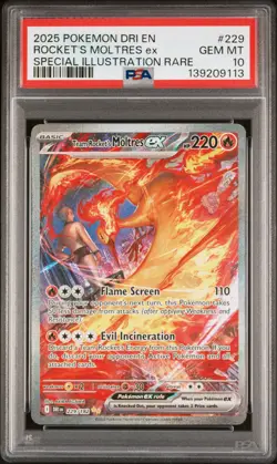 Pokemon 2025 Team Rocket's Moltres ex 229/182 SIR Destined Rivals GEM MT PSA 10 - Image 1