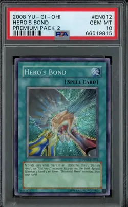 YuGiOh Hero's Bond PP02-EN012 PSA 10 GEM MINT SCR Premium Pack 2 Elemental Hero - Image 1