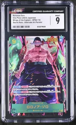 Japanese Roronoa Zoro (Parallel) OP06-118 SEC Wings of Captain ONE PIECE CGC 9 - Image 1