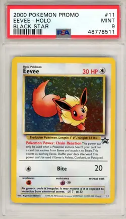 2000 Pokemon Promo Black Star Eevee #11 Pokemon League PSA 9 - Image 1