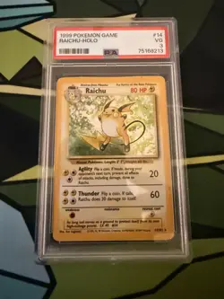1999 Pokemon Game Base Set Unlimited - Raichu Holo 14/102 - PSA 3 - Image 1