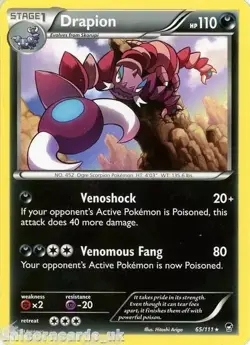 Pokemon TCG Drapion Furious Fists 65/111 Regular Rare - Image 1