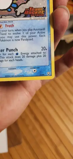 Azumarill 1/109 Team Rocket Returns Reverse Holo Stamp Pokemon NM Condition - Image 5