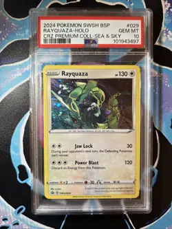 2024 Pokemon SWSH BSP #029 Rayquaza-Holo CRZ Premium Coll-Sea & Sky PSA10 Gem MT - Image 2