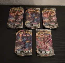 Pokemon Sword & Shield Rebel Clash Booster Packs Lot of 5 - TCG - Image 1