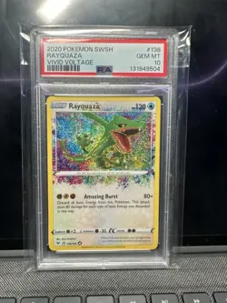 PSA 10 Rayquaza 138/185 Swsh04: Vivid Voltage Holo - Image 1