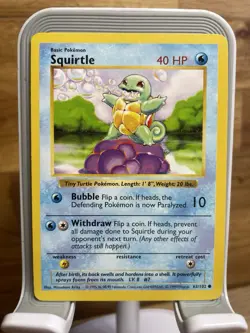 Pokemon Squirtle TCG Base Set Shadowless Common Card 63/102 Near Mint - Image 1