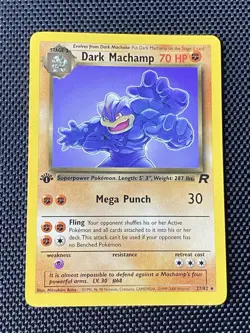 DARK MACHAMP 27/82 Team Rocket 1st EDITION non-holo rare Pokemon TCG card NM - Image 1