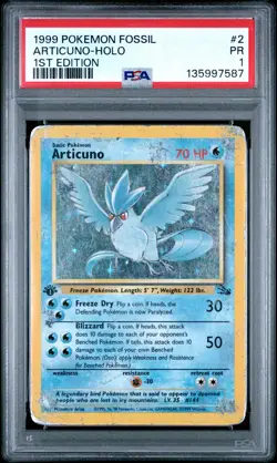 PSA 1 Articuno 2/62 1999 Fossil 1st Edition Holo Rare Pokemon Card - Image 1