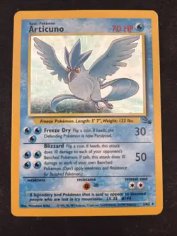 Pokemon TCG Articuno Fossil Holo Card 2/62 Unlimited Rare - Image 1