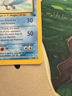 Pokemon TCG Articuno Fossil Holo Card 2/62 Unlimited Rare 1999 Base Set - Image 5