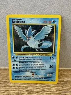 Pokemon TCG Articuno Fossil Holo Rare Card 2/62 LP Condition - Image 1