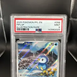 2025 Pokemon Phantasmal Flames Piplup #098 IR EN Graded PSA 9 - Image 2