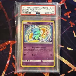 2017 Pokemon Sun & Moon Shining Mew Holo Shining Legends #40 PSA 10 GEM MT - Image 1