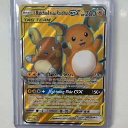 Pokemon Raichu & Alolan Raichu GX Full Art TAG TEAM Ultra Rare 220/236 Holo - Image 1