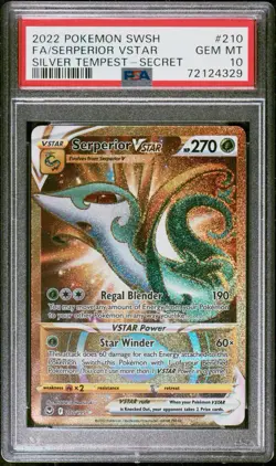 2022 POKEMON SWSH SILVER TEMPEST SECRET FA/ SERPERIOR VSTAR 210/195 PSA 10 - Image 1