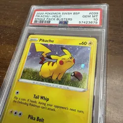 Pokemon Pikachu SWSH039 Single Pack Blisters Black Star Promo PSA 10 - Image 3