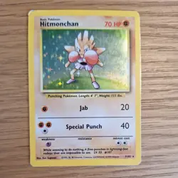 Pokemon TCG Hitmonchan 7/102 Base Set Holo Rare Card MP Condition - Image 2