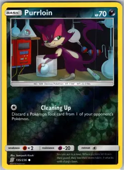Purrloin 135/236 Common Reverse Holo Card SM - Unified Minds Pokemon TCG NM - Image 1